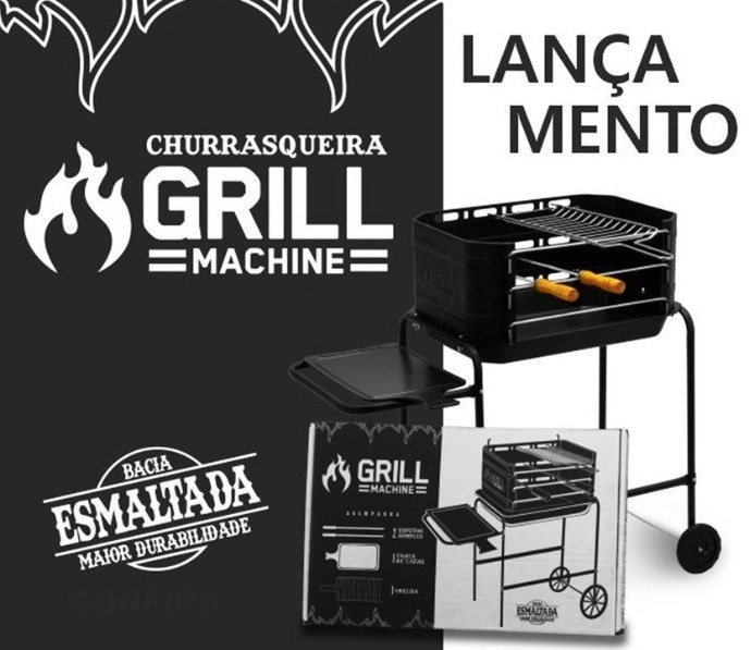 Churrasqueira Portátil Móvel Pro Tork Grill Machine Com Grelha + Espetos