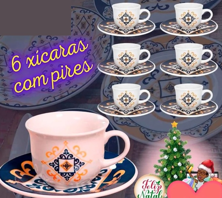 Conjunto De 6 Xícaras Pequenas 65 Ml Com Pires Floreal São Luís – Oxford
