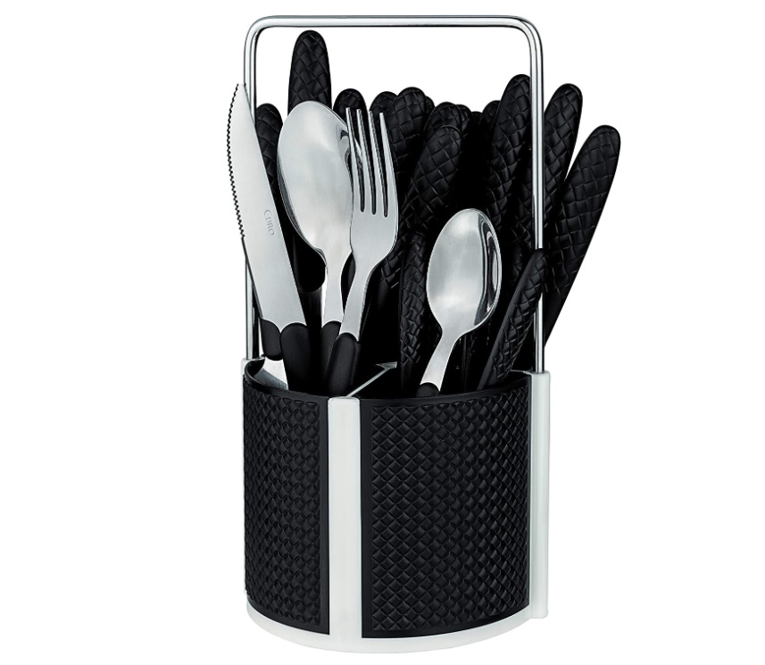 Conjunto de Talheres Varanda Gourmet Diamond, 24 peças, Preto, Euro
