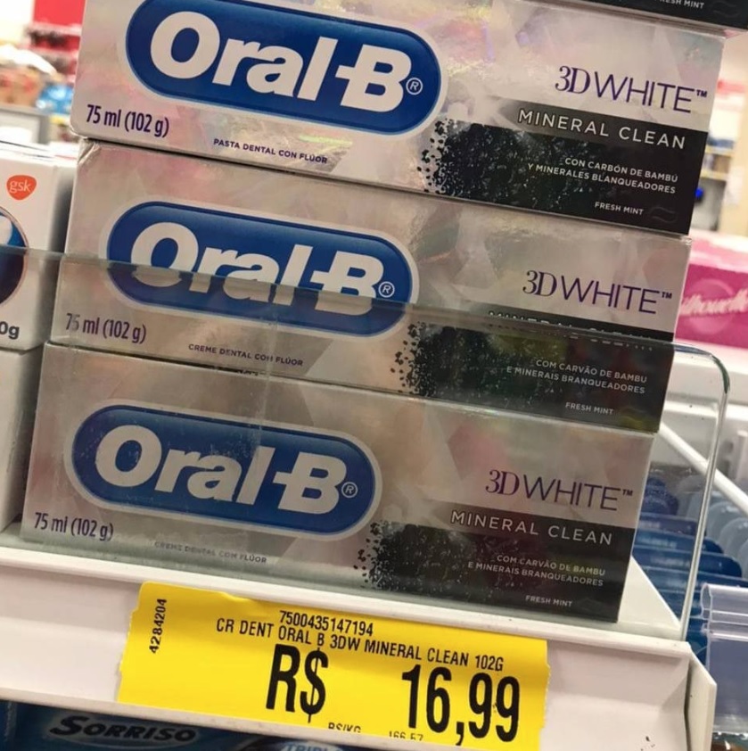 Creme Dental Oral-B 3D White Mineral Clean Fresh Mint 102g, Oral B
