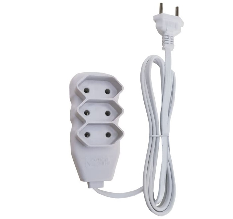 Extensão Slim 3 Tomadas Bipolar Bivolt 1 Metro Branco – Force Line