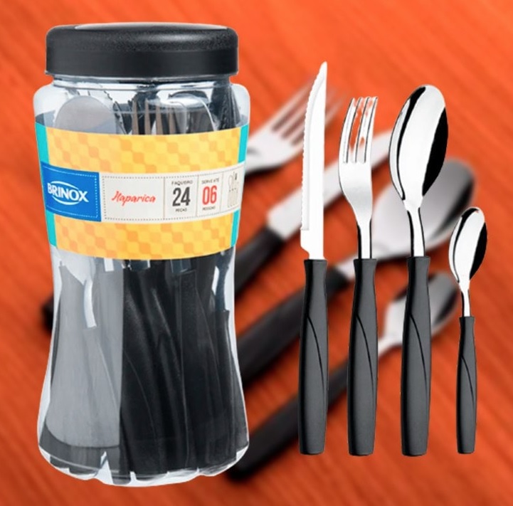 Faqueiro Itaparica, 24 peças, Preto, Brinox