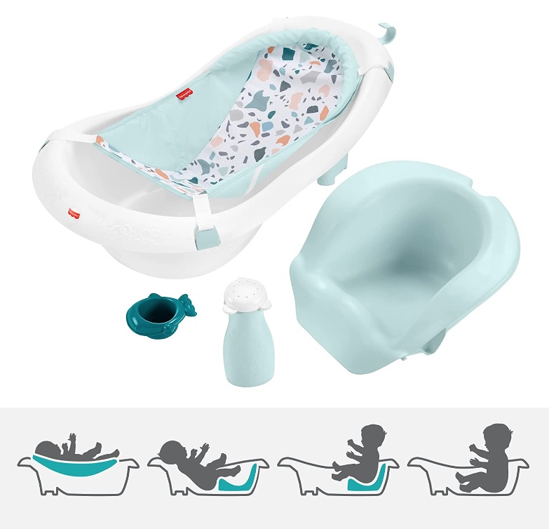 Fisher Price Banheira Deluxe 4 em 1, Banho para bebê, Estágio de desenvolvimento