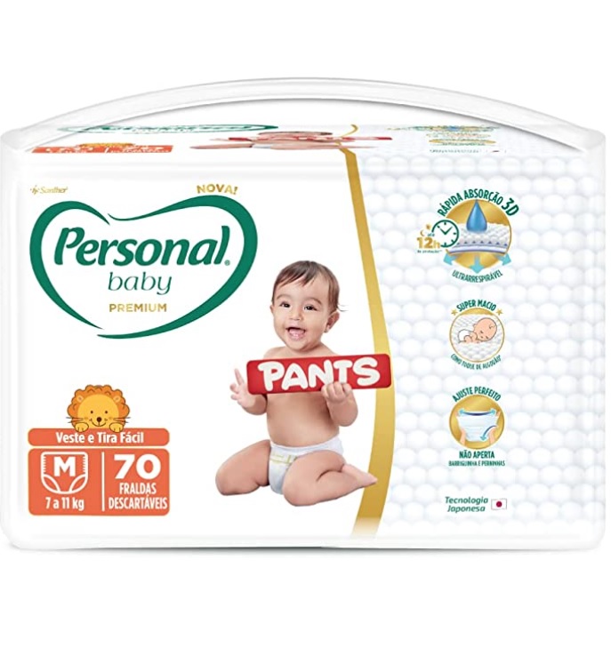 Fralda Personal Baby Premium Pants M – 70 Unidades