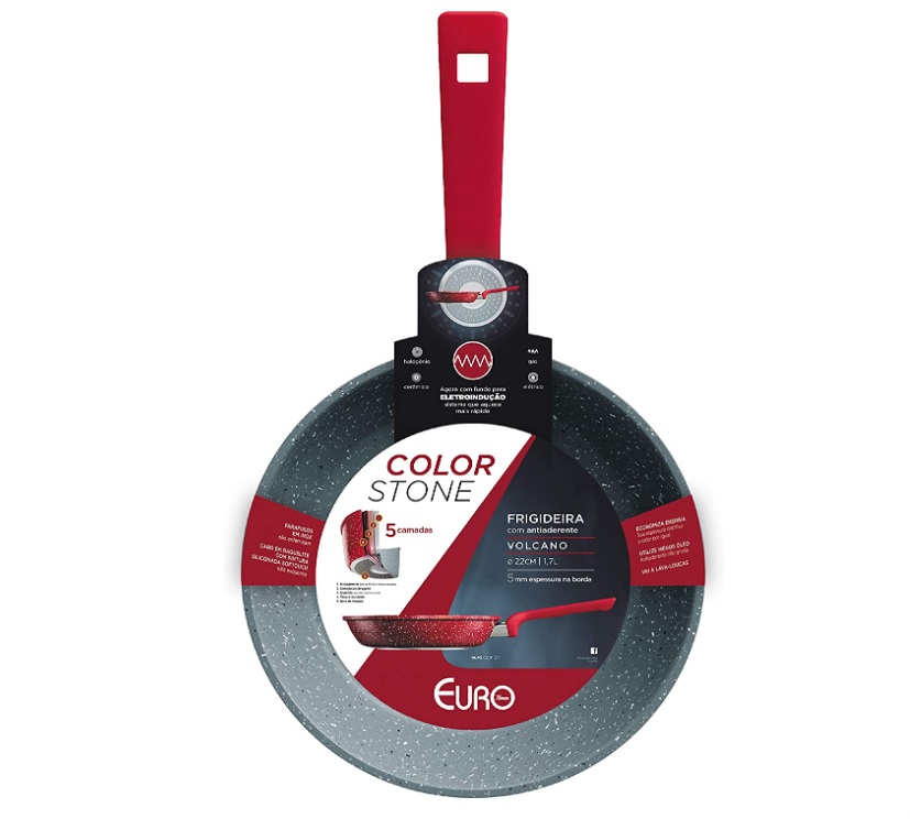 Frigideira 22 cm ColorStone de alumínio com antiaderente Volcano,ALU8259-VO, Euro Home