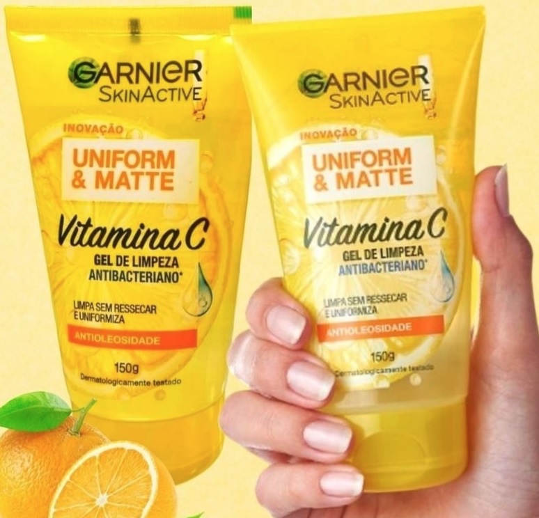 Gel de Limpeza Facial Antibacteriano Garnier Uniform & Matte Vitamina C Antioleosidade, 150ml