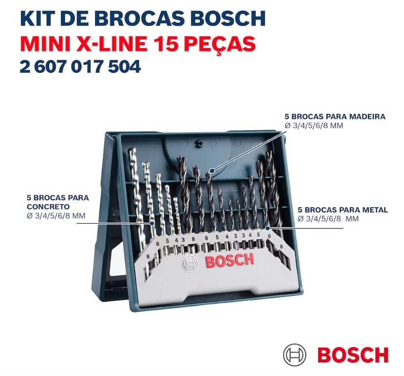 Kit X-line Bosch 15 Brocas Para Perfurar