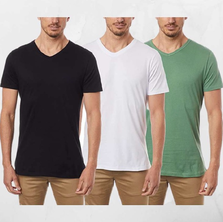 Kit 3 Camisetas Básicas Gola V, Basicamente, Masculino