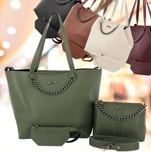Kit Bolsa Saco Com Necessaire + Porta Cartão de Brinde Retta Verde Militar