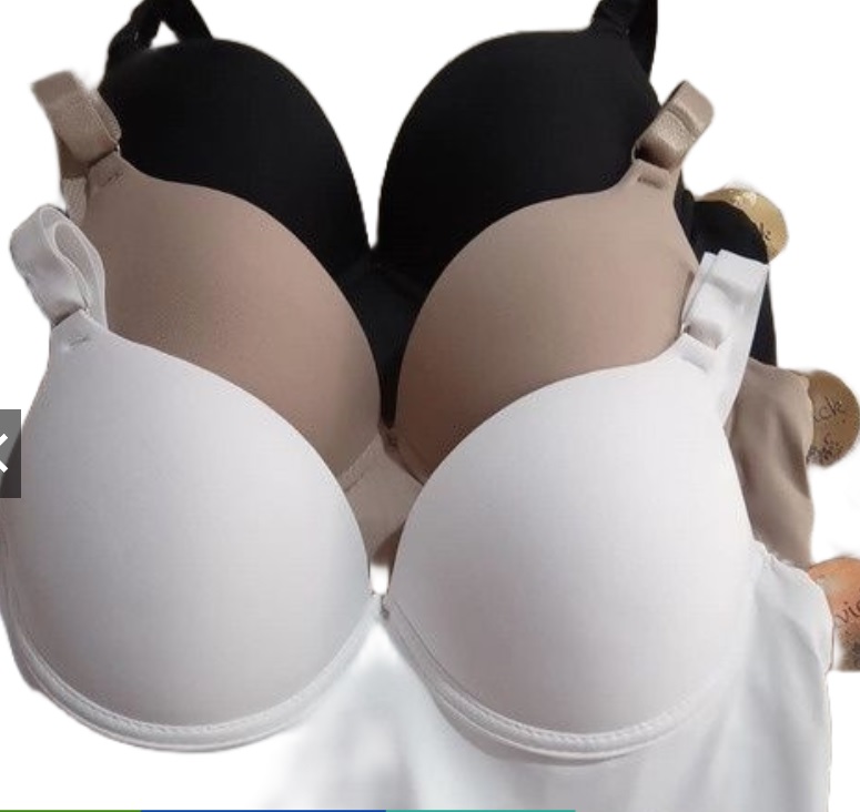 Kit C/3 Sutiã Básico Reforçado Com Bojo Do P Ao Gg