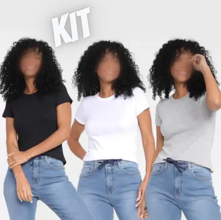 Kit Camiseta Hering Básica Feminina 3 Peças ( M,G e GG)