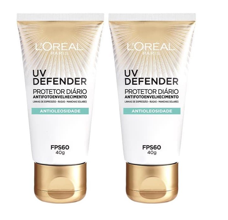 Kit Protetor Solar Facial L’Oréal Paris UV Defender Antioleosidade FPS60, 40G