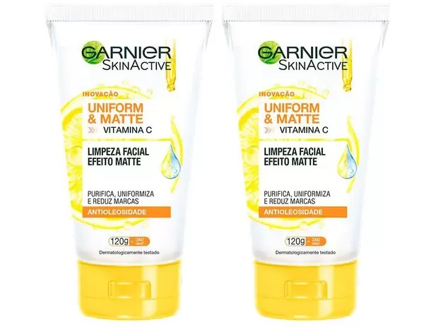 Kit Sabonete Facial Garnier Uniform&Matte Skin – Active 120g 2 Unidades