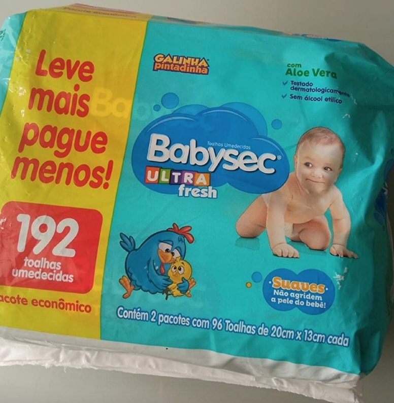 Lenço Umedecido Babysec Galinha Pint Ultrafresh 192 Unidades