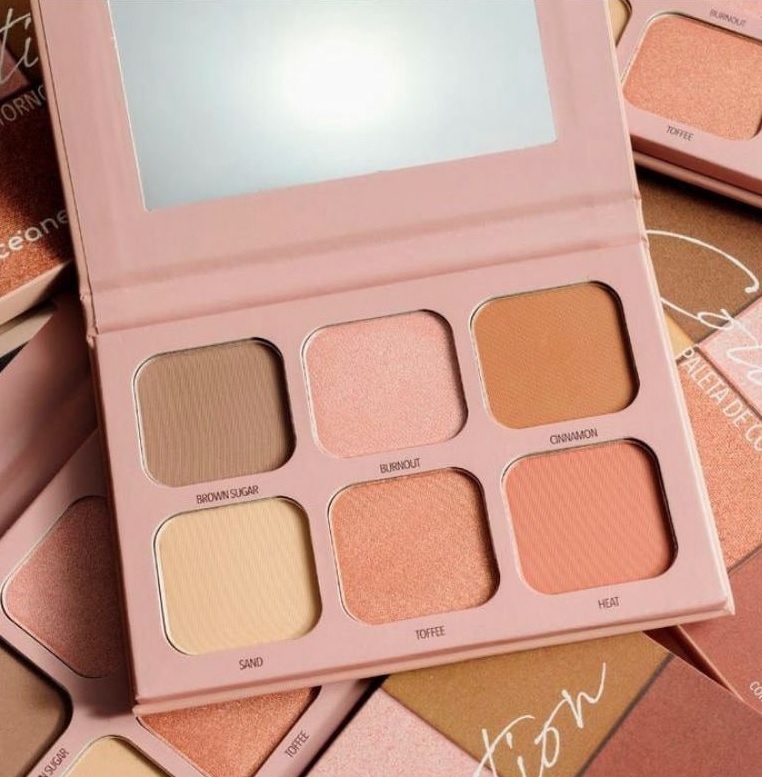 Paleta de Contorno, Collection, Océane, Océane, Opacas: Brown Sugar/Sand/Cinnamon/Heat/Cintilantes: Burnout/Toffee