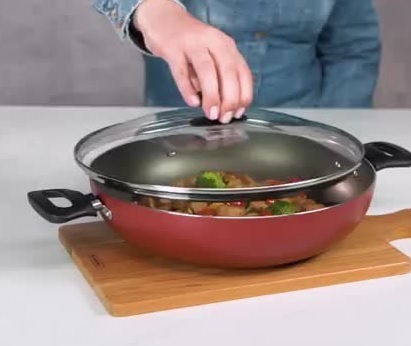 Panela Wok Tramontina Loreto Alumínio 28cm 3,3L – Vermelha