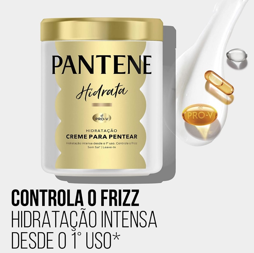 Pantene – Creme para Pentear Hidrata, Hidratação Capilar, sem Sal, 600 ml