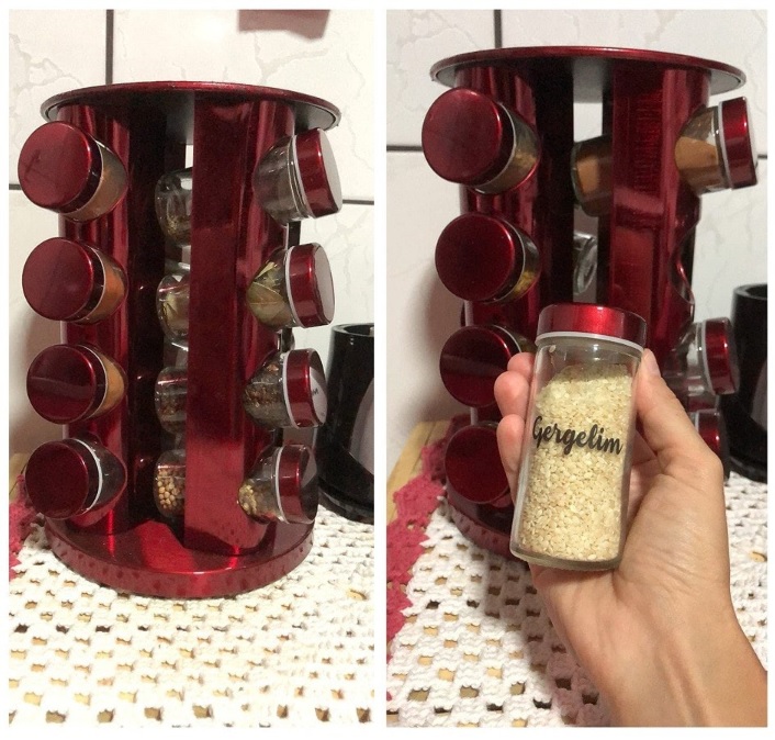Porta Tempero Condimento Redondo Inox 16 Potes Giratório (Vermelho)