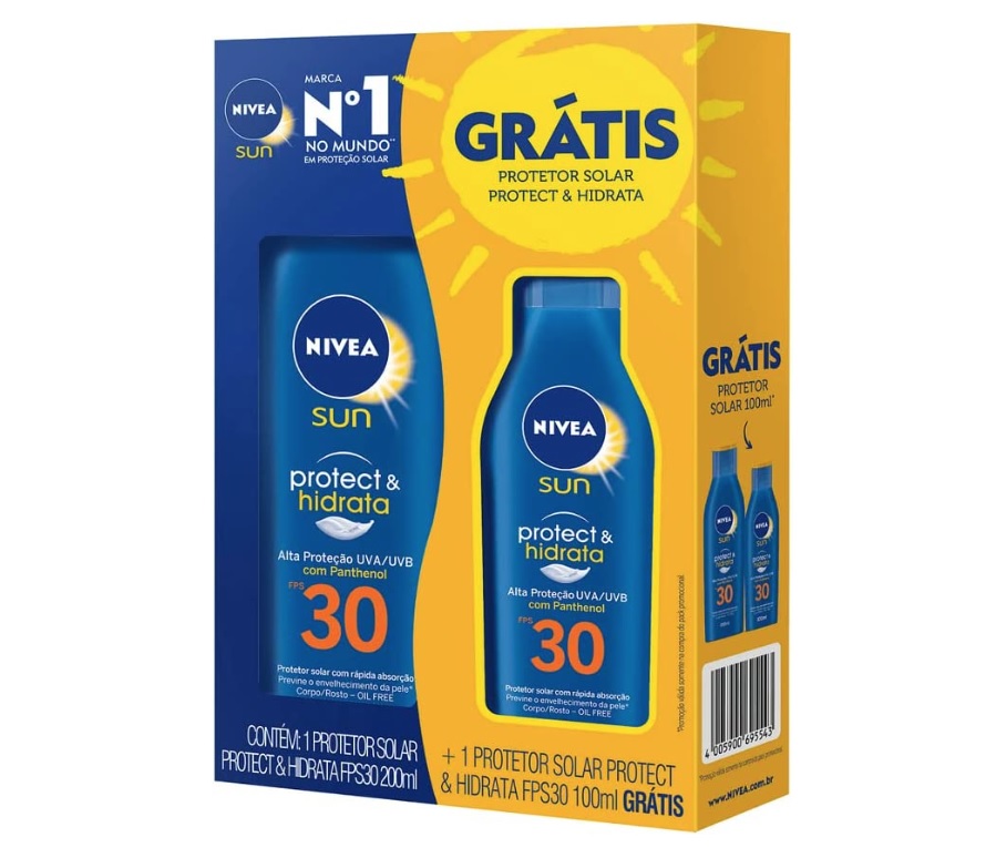 Protetor Solar Nivea Sun FPS 30 200ml + Protetor Solar Nivea Sun FPS 30 100ml