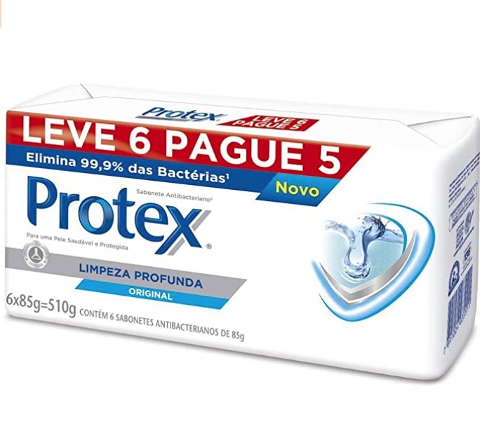 Sabonete em Barra Protex Limpeza Profunda 85g, pacote de 6 unidades