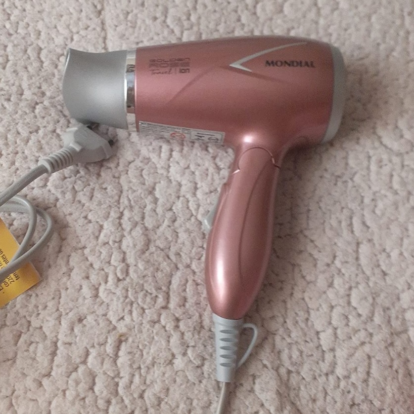 Secador de Cabelo Mondial SC-47-GR Golden Rose – para Viagem Dobrável com Íons Turmalina 1200W