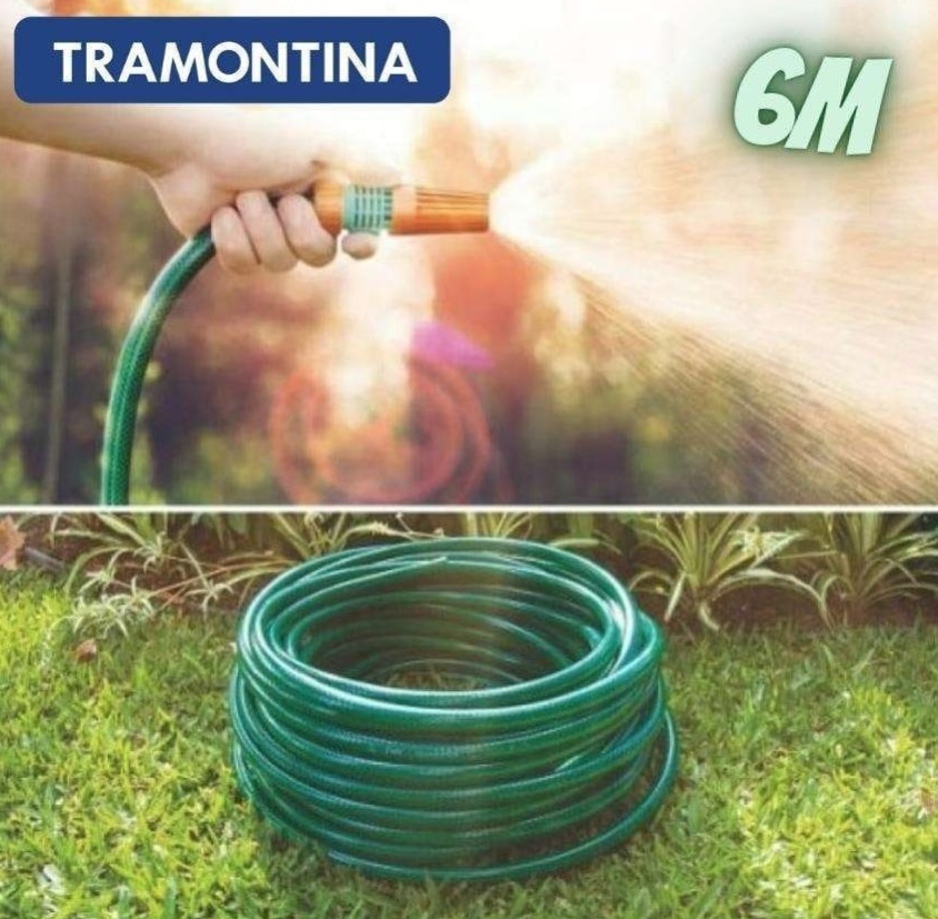 Tramontina Mangueira Flex em PVC 3 Camadas com Engates Rosqueados e Esguicho, 1/2 Polegadas, 6 m, Verde, 79172060