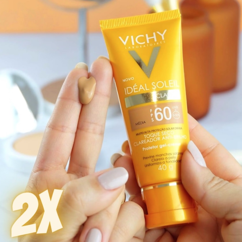 Vichy Idéal Soleil Clarify Kit com 2 Unidades Protetor Solar Facial com Cor FPS60 – Médio
