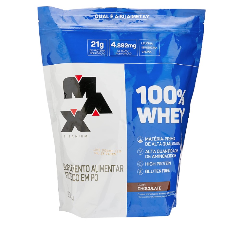100\% Whey – 900G Refil Chocolate – Max Titanium, Max Titanium