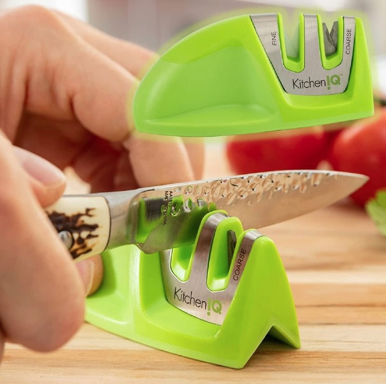 Afiador de Cozinha KitchenIQ Edge Grip, Verde, com 2 Fases