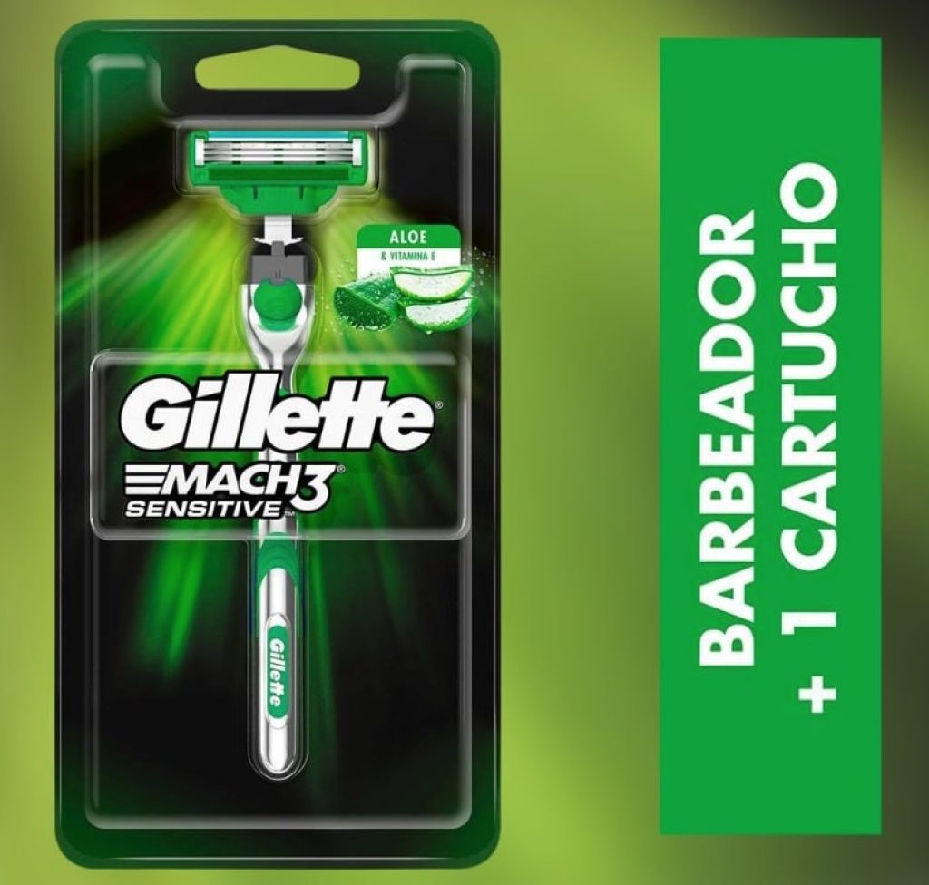 Aparelho de Barbear Gillette Mach3 Sensitive Cabeça Móvel - 1 Carga ...