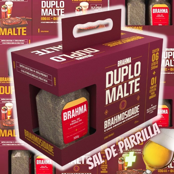 Brahma Duplo Malte KIT 6 LATAS 350ML + 1 UNI SAL DE PARRILLA 500 GRAMAS