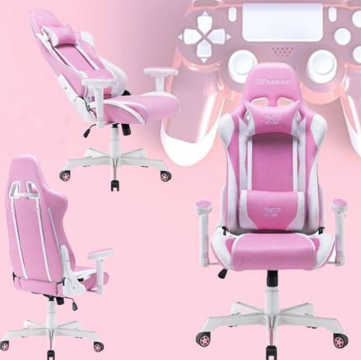 Cadeira Gamer XT Racer Reclinável Giratória – Rosa e Branco Wind Series