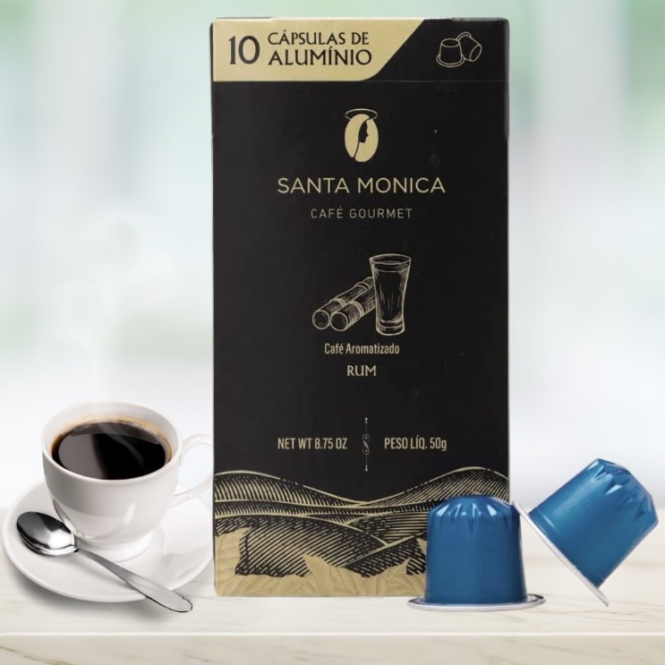 Café Santa Monica Cápsulas Aromatizadas – Rum – 10 cápsulas