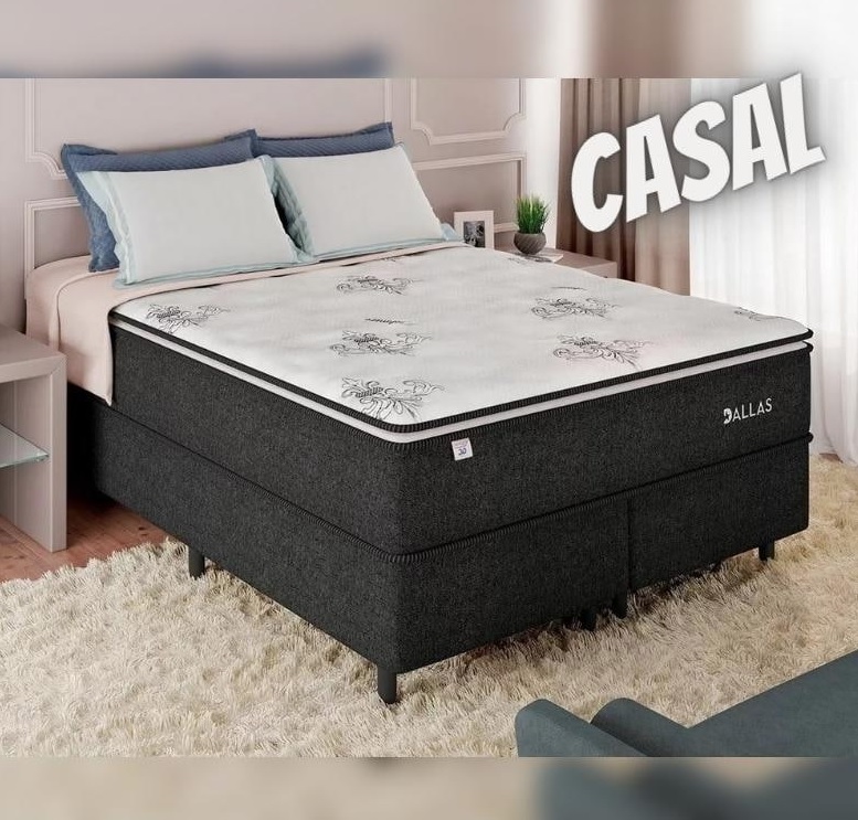 Cama Box Casal (Box + Colchão) Plumatex – de Mola Ensacada Dallas