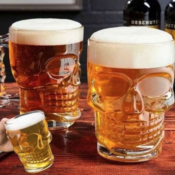 Caneca de Vidro Caveira Rock Style Lyor Transparente, 510 ml
