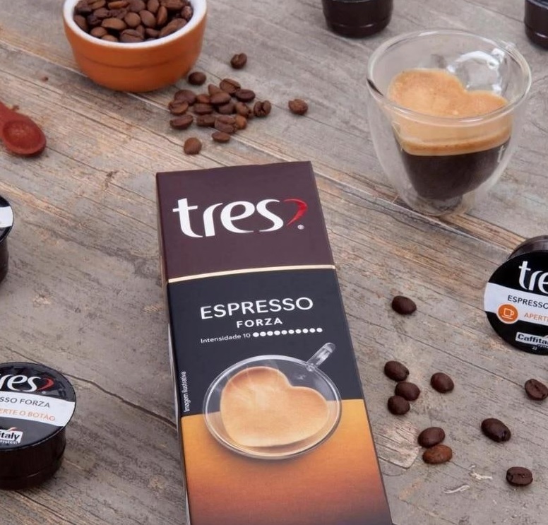 Capsula de cafe espresso tres 3 coracoes caixa com 10 capsulas