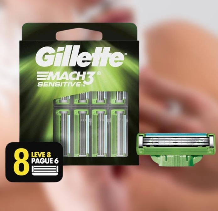 Carga para Aparelho de Barbear Gillette Mach3 Sensitive – 8 Unidades