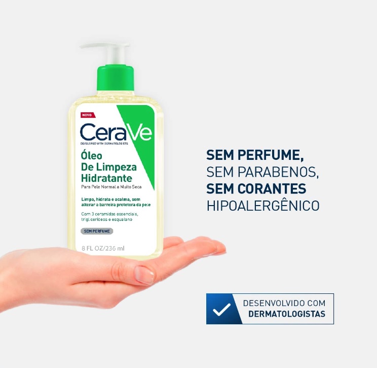 Cerave, Óleo de Limpeza Hidratante, com triglicerídeo e esqualeno , Tamanho: 236 ml