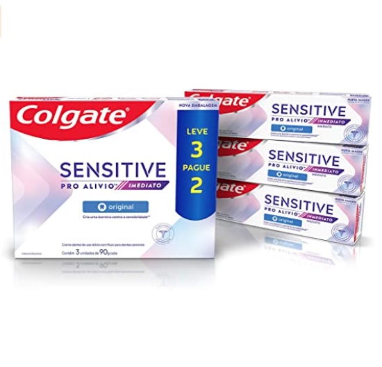 Colgate Sensitive Pro-Alívio Imediato Original Creme Dental Para Dentes Sensíveis 90g Leve 3 Pague 2