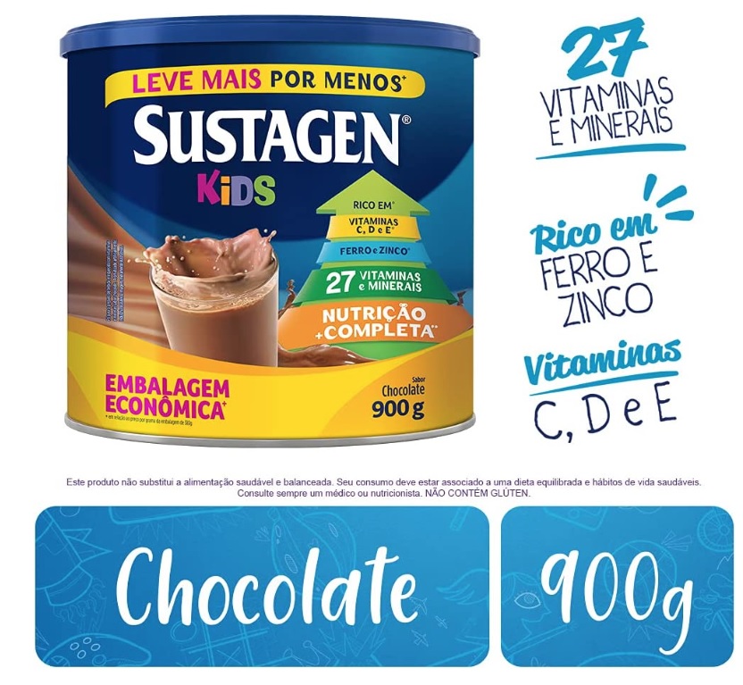 Complemento Alimentar Sustagen Kids Sabor Chocolate – Lata 900G, Sustagen Kids