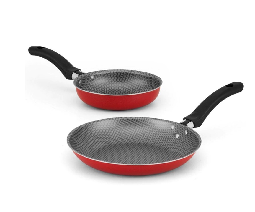 Conjunto de Frigideira Francesa e Frigideira para Ovo Alegrete Enjoy em Alumínio com Revestimento Antiaderente Vermelho – 2 Peças