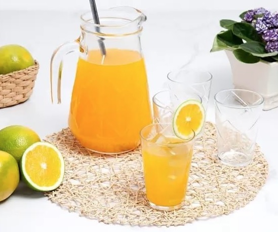 Conjunto de Jarra 1,5L e Copos 280ml de Vidro – Nadir Maracatu 5 Peças