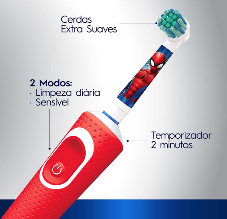 Escova Elétrica Oral-B Spiderman 1 Unidade, Cor: Vermelho