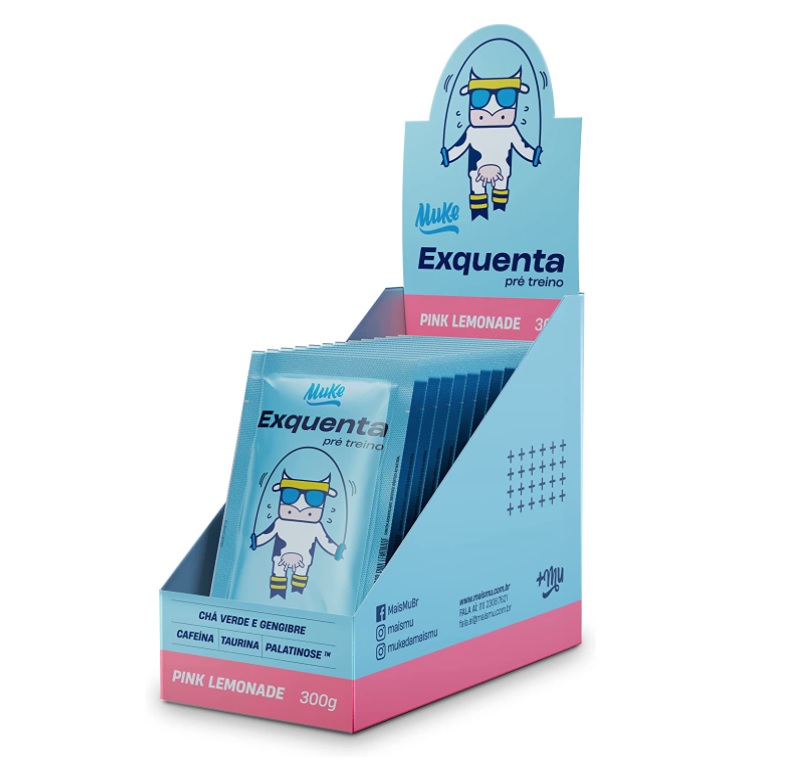 Exquenta Muke – Pré-Treino em Sachê – Pink Lemonade – (15 sachês com 20g cada)