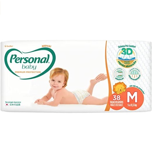 Fralda Baby Premium Protection Média, 38 Pads, Personal