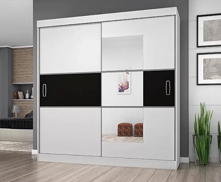 Guarda-roupa Casal com Espelho 2 Portas de Correr – 4 Gavetas Araplac Atraente 2040-90