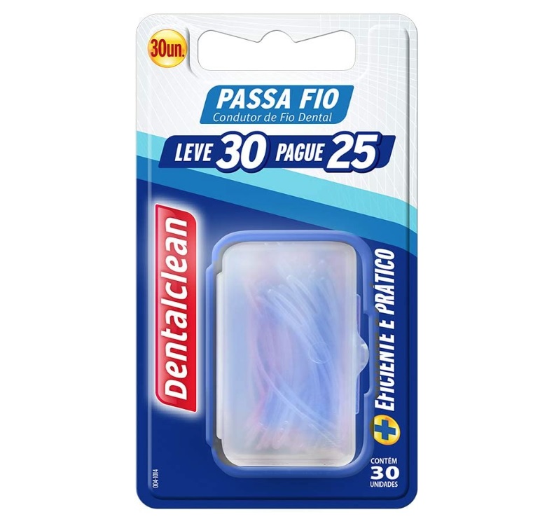 Haste de Passar fio dental em aparelho ortodôntico com 25 unidades Dentalclean, Dentalclean