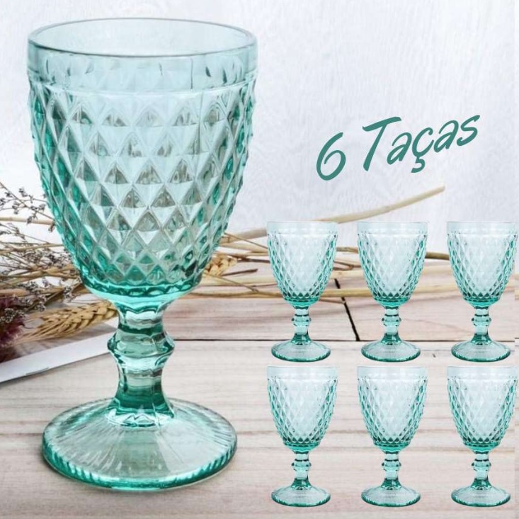 Jogo de 6 Taças Diamond Azul Tiffany