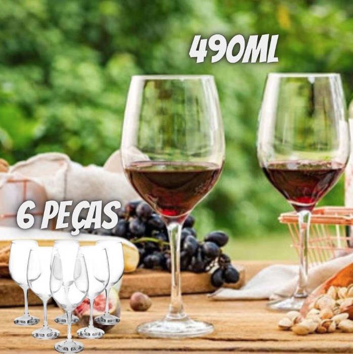 Jogo de Taças para Água em Vidro 6 Peças 490ml – Nadir Barone