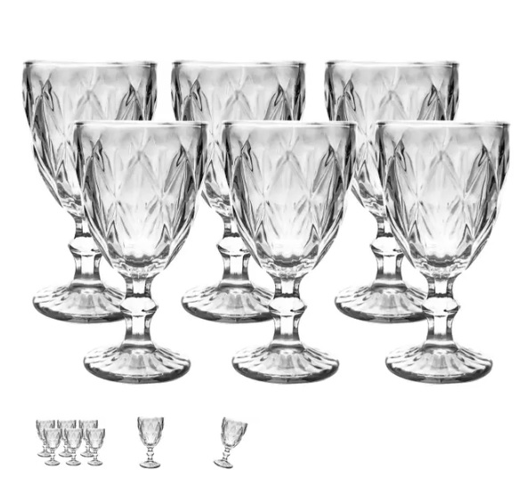 Jogo de Taças para Bebidas de Vidro 330ml – 6 Peças Haus Diamond Empire